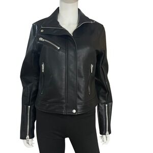 BLANKNYC Faux Leather Moto Biker Jacket Womens Medium Black‎ Zip Front